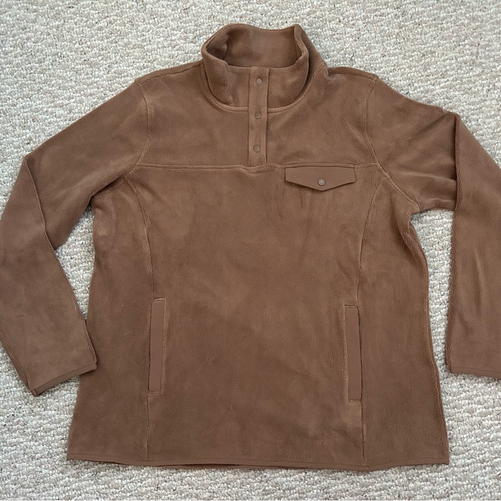 NWT 32 Degrees Women's Soft Fleece Pullover Top Button Snap size M